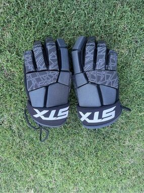 STX Black Men's Lacrosse Gloves — Padded Protective Gloves size Mens Medium